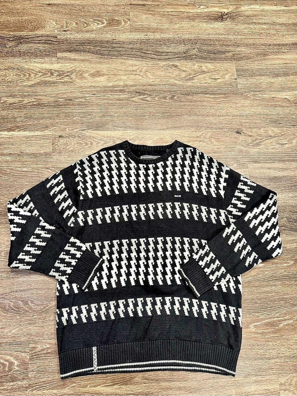 Vintage 2000s Enyce Men’s 3XL Black White Geometric Cotton Sweater